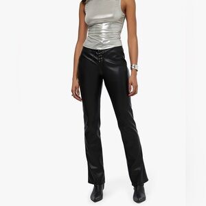WeWoreWhat Lace Front Pant Black Leather